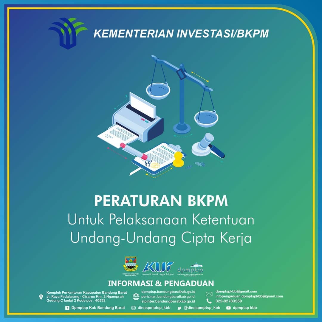 >Peraturan BKPM Untuk Pelaksanaan Ketentuan Undang-Undang Cipta Kerja
